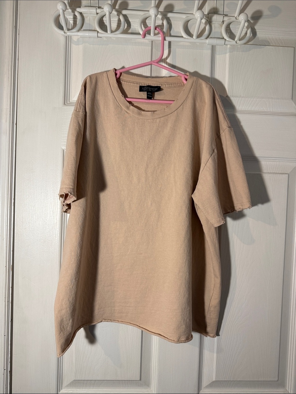 Topshop Oversized Beige/Blush Short Sleeve Tee